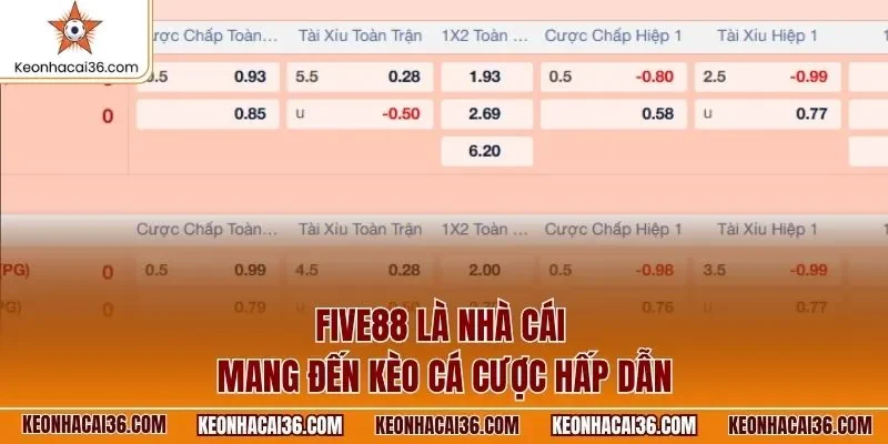 FIVE88 là nhà cái mang đến kèo cá cược hấp dẫn